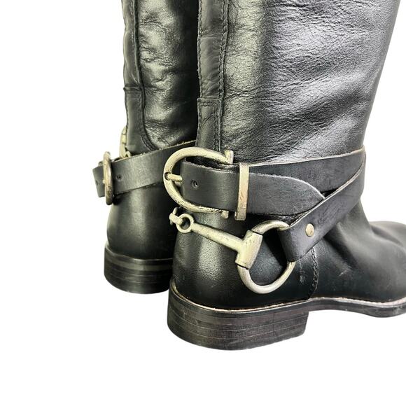 Thunder Italy Boots Womens 36 Black Leather Riding Style MC Buckle Zip Ankle - Picture 4 of 9